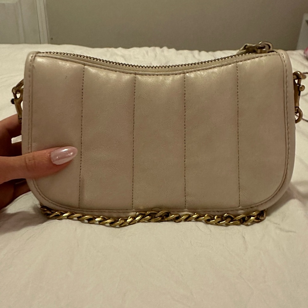 Coach Cream Shoulder Bag with Gold Chain